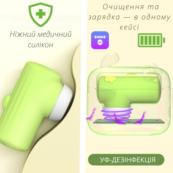 Вакуумный клиторальный стимулятор-вибратор 2 в 1 I’MCUM Secret AirPods в форме кейса для наушников (зелёный)