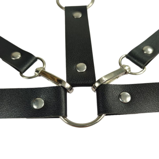 Портупея I’MCUM Neck to Wrist Bondage с наручниками за спиной — чёрная
