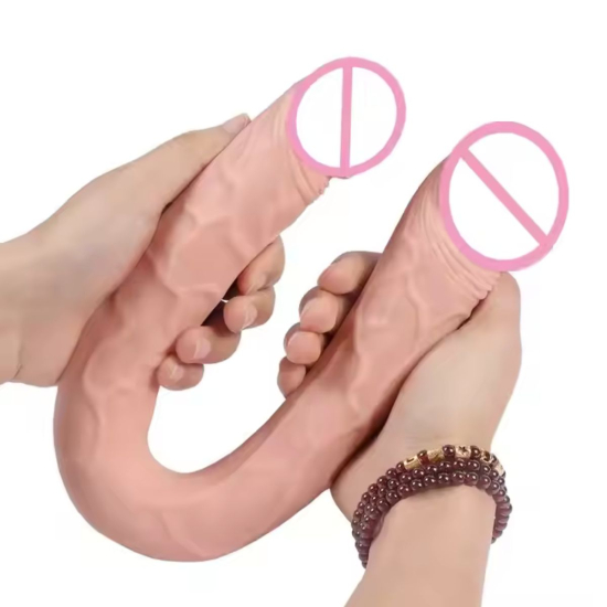 Двусторонний фаллоимитатор I’MCUM Double Trouble, телесного цвета