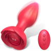 Анальная пробка I’MCUM Rose Plug с пультом управления, 10 режимов вибрации, цвет красный