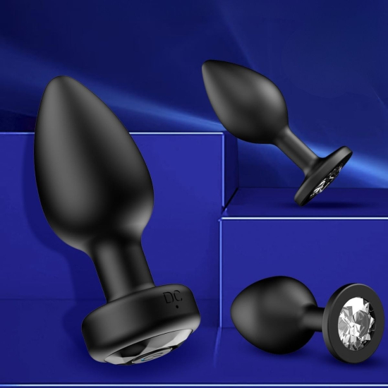 Анальная пробка I’MCUM Black Diamond с пультом управления, 10 режимов вибрации, цвет чёрный