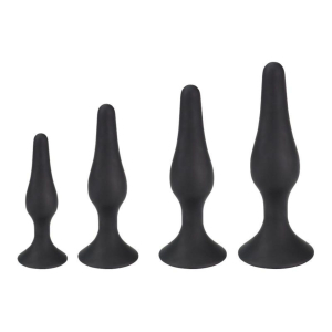 Набор анальных пробок I’MCUM Black Button из медицинского силикона, 4 шт. — размеры XL, L, M, S, цвет чёрный