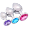 Набор металлических анальных пробок Metal Anal Plug Set, 3 шт (S, M, L), серебристый