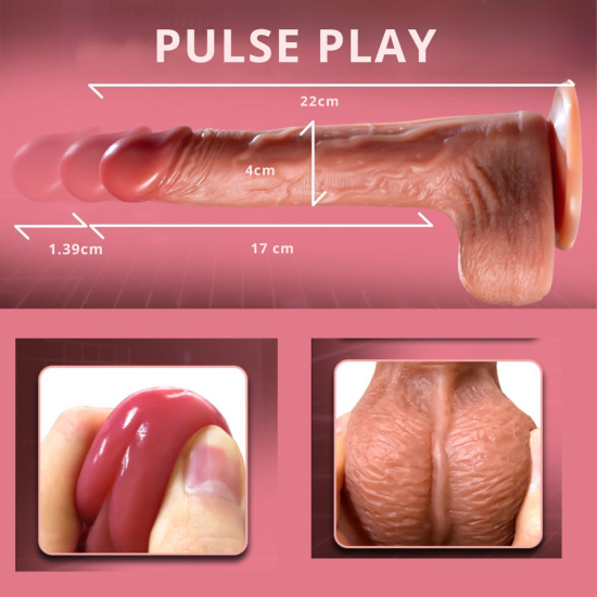Фаллоимитатор Pulse Play с имитацией толчков, 7 режимами вибрации, подогревом и пультом управления