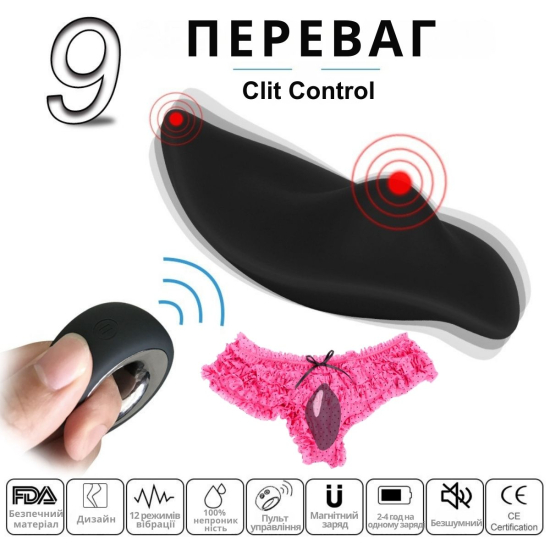 Клиторальный вибратор I’MCUM Clit Control в трусики с пультом управления, чёрный